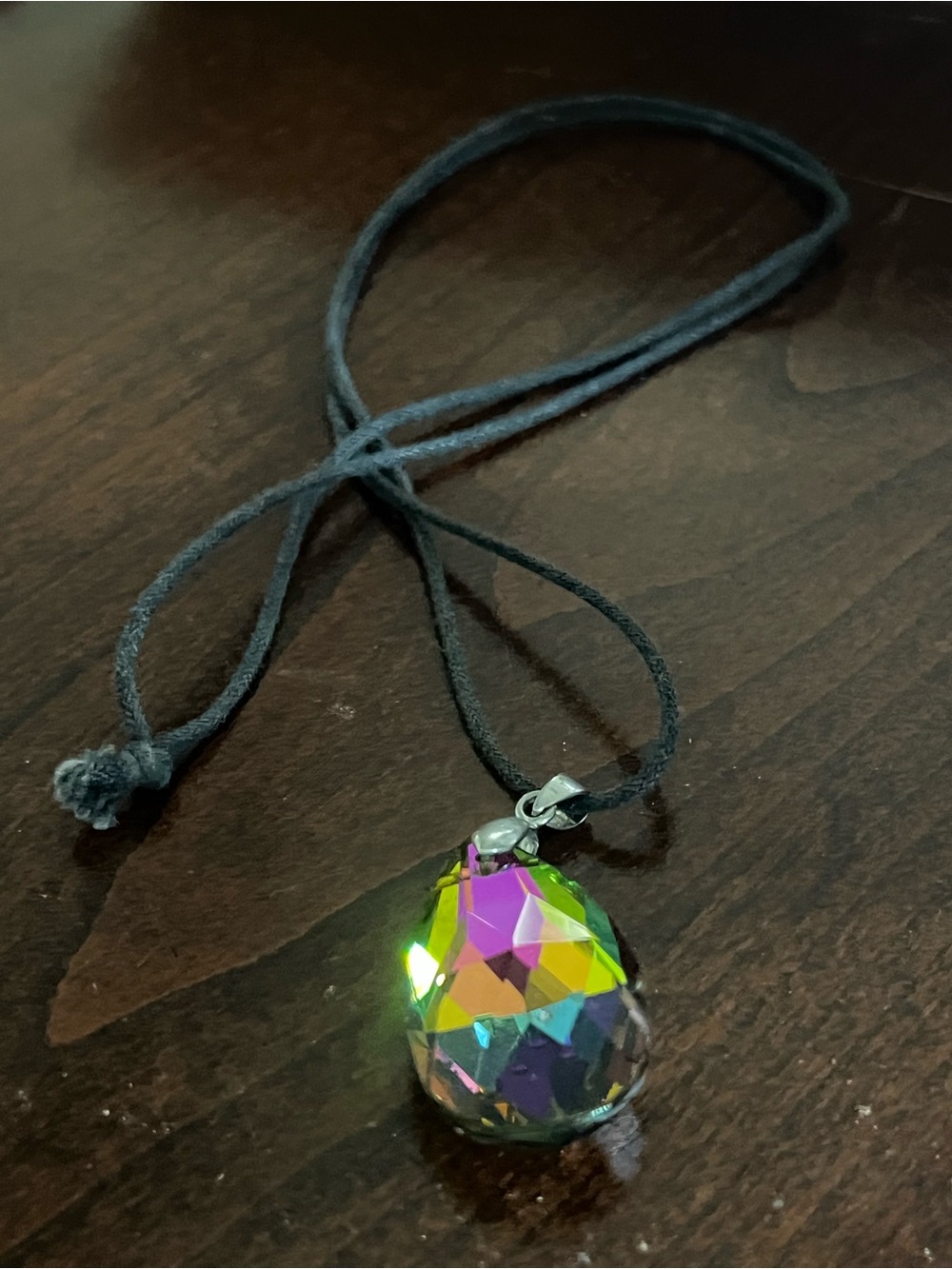 Iridescent Teardrop Crystal Pendant Necklace - Multi-Color